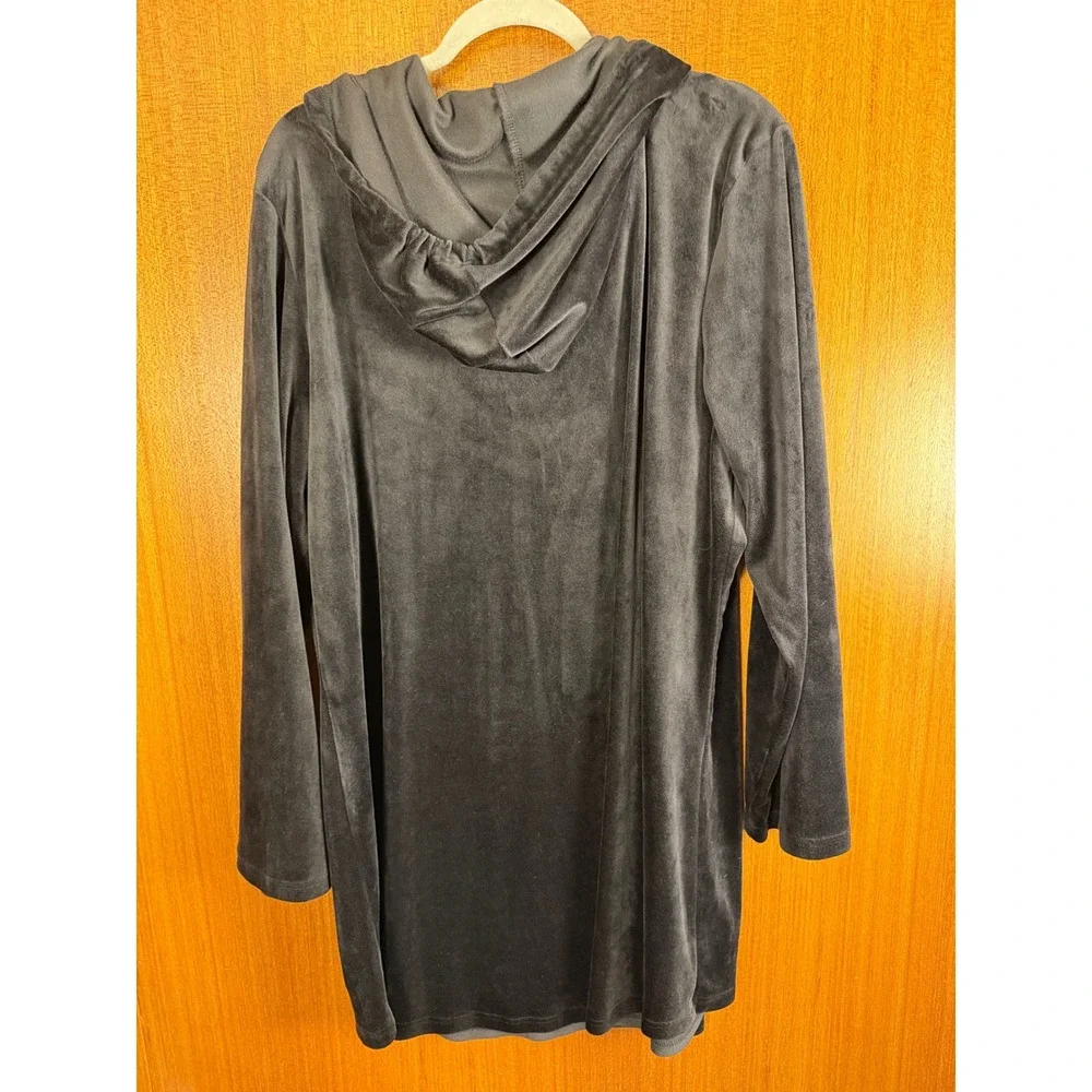 Joe Boxer Womens Black Velour Hoodie Sleep Shirt Loungewear Tunic 1X